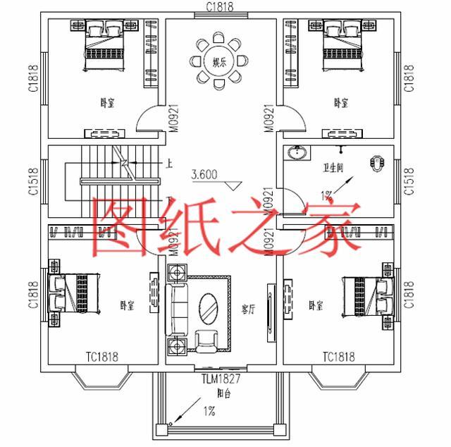 12X14米、14X12米兩種尺寸的三層別墅，適合人口較多的家庭修建！