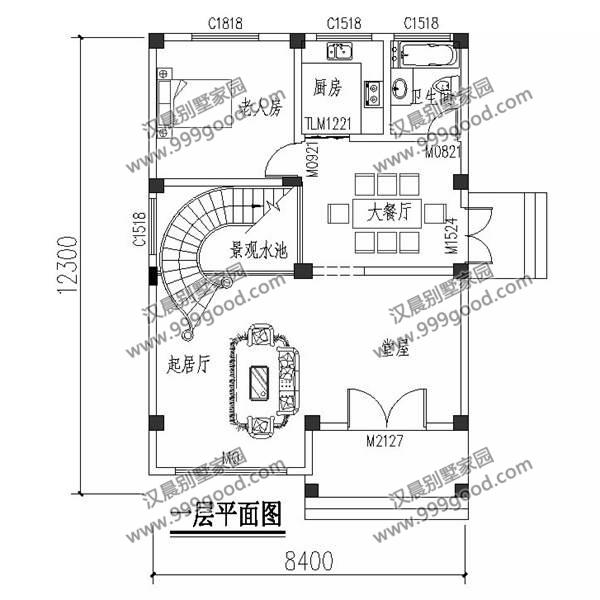 不到100平米的三層別墅，還有5室2廳，中空和旋轉樓梯！