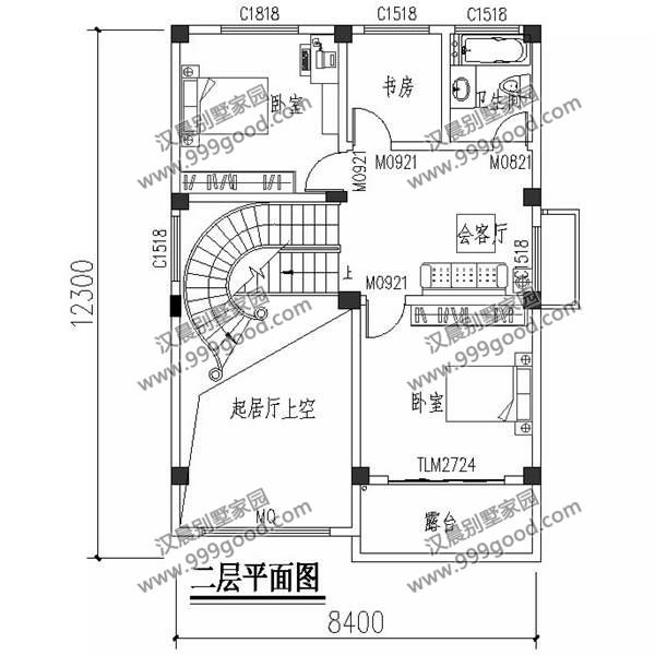 不到100平米的三層別墅，還有5室2廳，中空和旋轉樓梯！