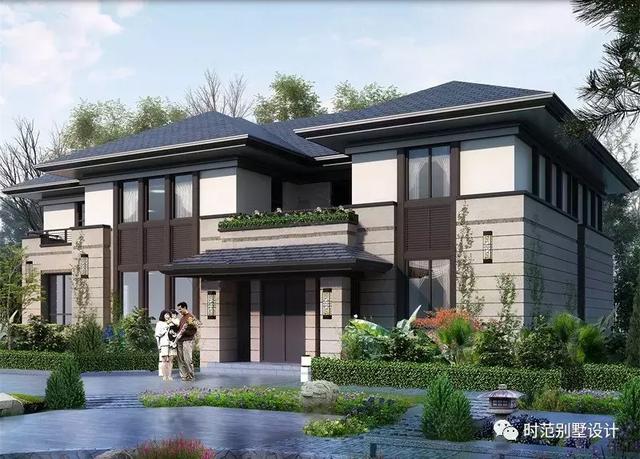 農村新中式兩層別墅設計方案，12x17米6室6衛，沉穩優雅適合自建