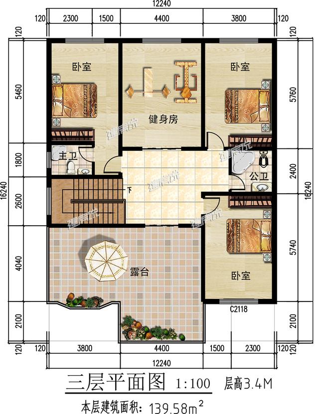 建一棟三層小別墅，加上庭院和泳池的，享受美好人生！