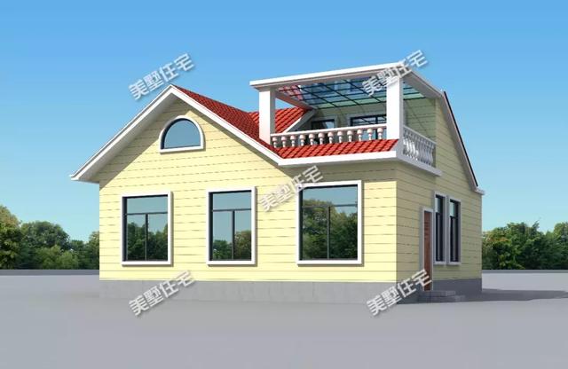 性價比超高的一層半小別墅設計圖，17萬就能建好，5間臥室大露臺