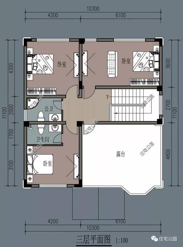 簡單大氣的歐式三層別墅設(shè)計，大露臺前后門，10米面寬適用大部分農(nóng)村
