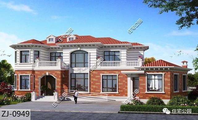 歐式兩層農(nóng)村別墅設(shè)計(jì)圖，11×12米還帶挑空客廳、半獨(dú)立式廚房，縱享美好生活