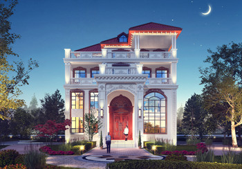 農村自建四層百萬豪宅別墅設計圖，客廳中空