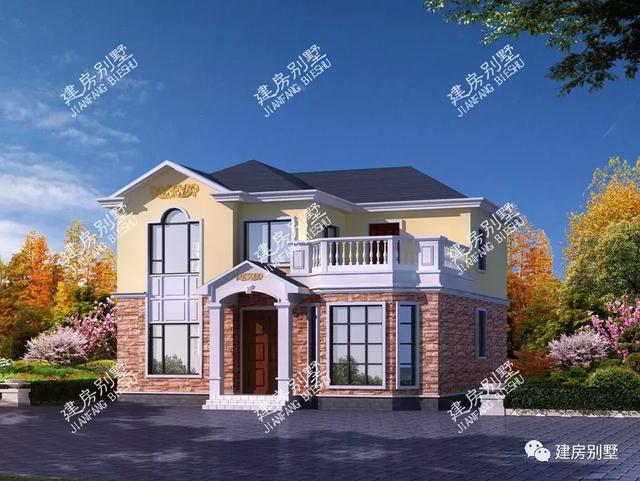 農村兩層自建房設計圖，帶文化石墻面的外觀都很美，造價23萬左右