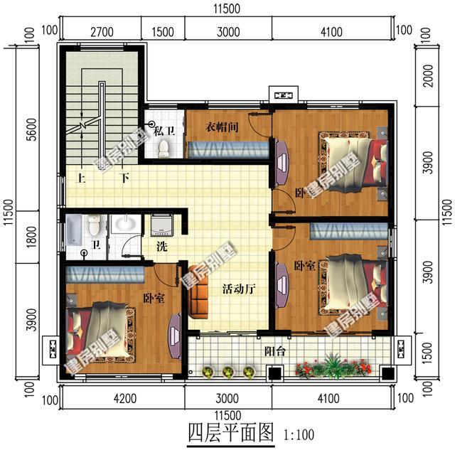 11.5×11.5米五層別墅設(shè)計，一共有10個臥室，家里多少人都能住下！