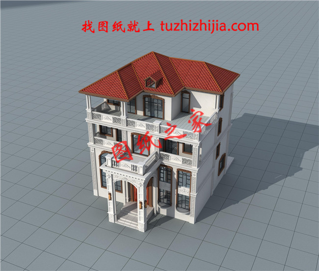 農(nóng)村自建四層百萬豪宅設(shè)計(jì)圖，客廳中空