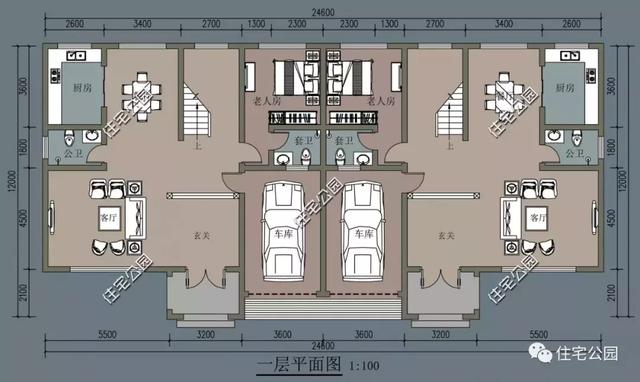 三層歐式雙拼別墅設計圖紙，單戶尺寸12×12米，還有挑空客廳、落地窗，體面又大氣