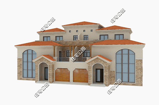 三層歐式雙拼別墅設計圖紙，單戶尺寸12×12米，還有挑空客廳、落地窗，體面又大氣