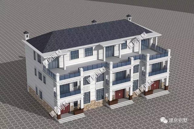 農村自建三層三拼別墅設計，25×14.5米，建成后全村人都羨慕！