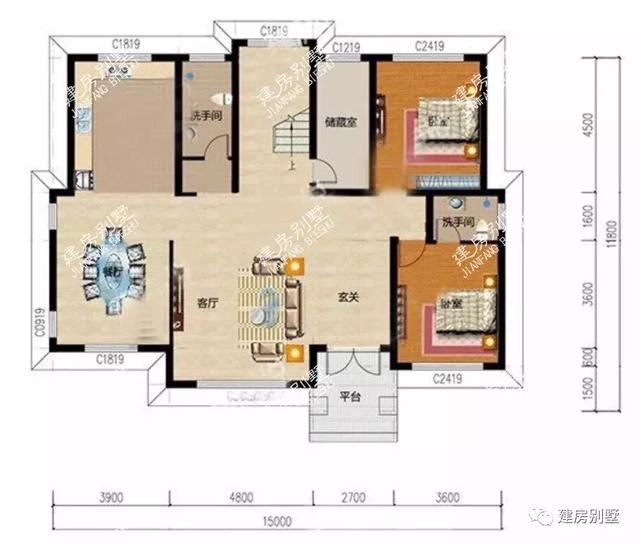 3棟農(nóng)村三層自建房設計圖，面寬都是15米多，第三套能住兩家人！