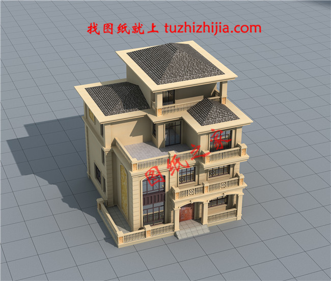 農(nóng)村60萬別墅款式戶型圖及外觀效果圖,客廳中空