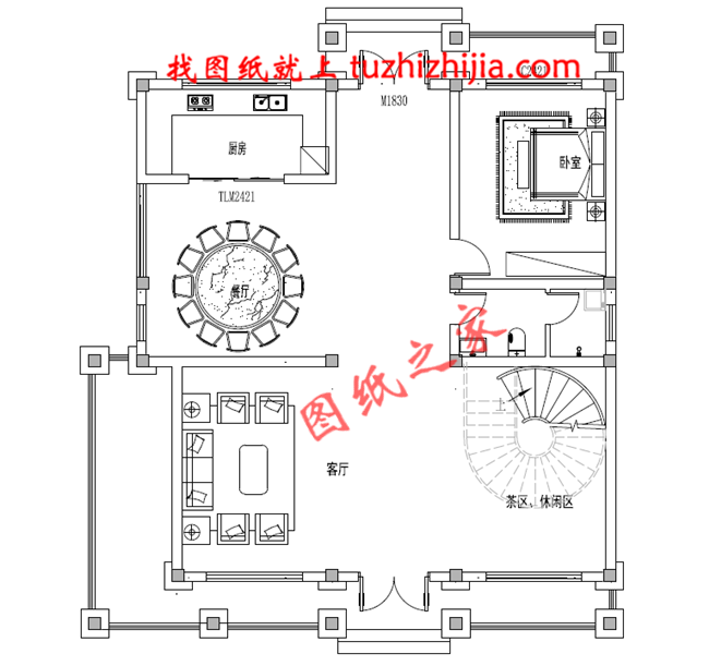 農(nóng)村60萬別墅款式戶型圖及外觀效果圖,客廳中空