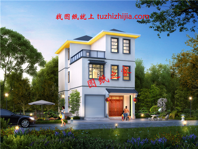25萬左右農村三層樓房新款圖片及施工圖,帶車庫,小開間大進深
