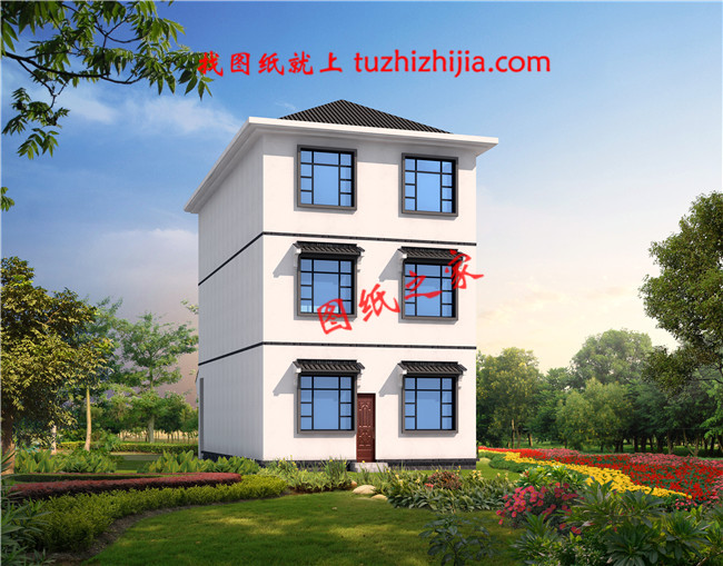 25萬左右農村三層樓房新款圖片及施工圖,帶車庫,小開間大進深