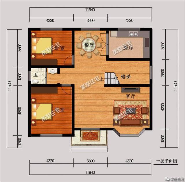 11x11米農(nóng)村兩層別墅設(shè)計(jì)圖紙，外觀典雅大方內(nèi)部舒適合理
