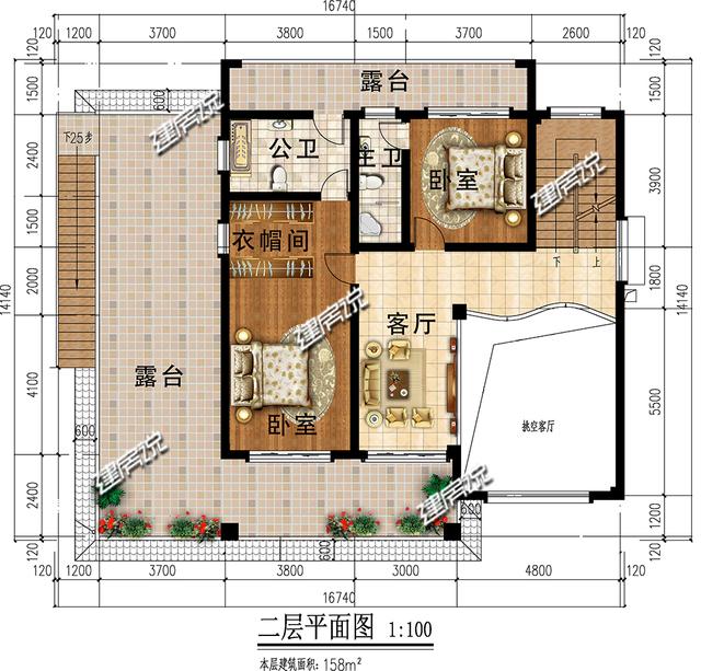 帶車庫大露臺的中式三層別墅設計圖，建一棟就是大大的享受