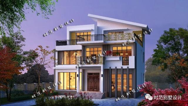 三層現(xiàn)代別墅設(shè)計方案，12x12米7室6衛(wèi)，時尚雅致，適合農(nóng)村自建
