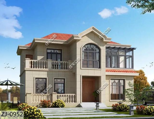 二層歐式農村別墅設計圖紙，二層設有陽光房，毛坯30萬你會建嗎？