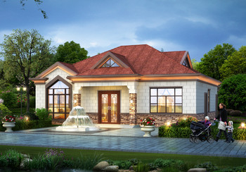 農村實用型一層半樓房圖片效果圖，占地140平米左右