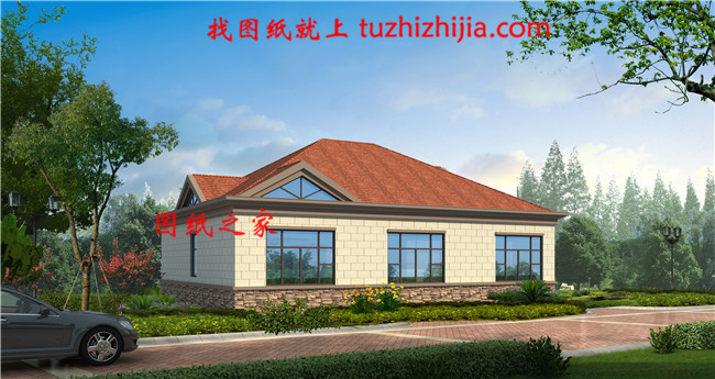 農村實用型一層半樓房圖片效果圖，占地140平米左右