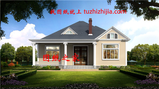 2019農村漂亮的一層平房圖片平面圖與全套施工圖紙,戶型周正