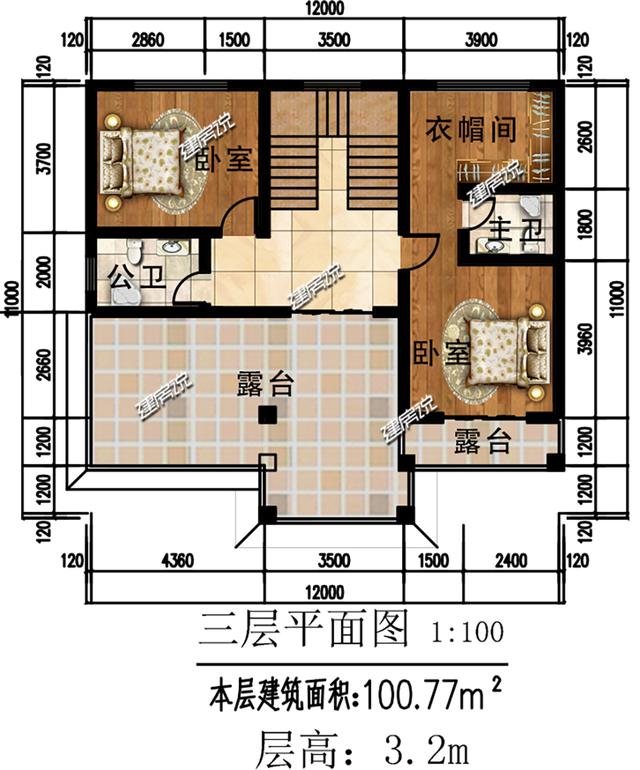 11x12米歐式三層別墅，豪華大氣、方正實用，華麗麗得非常漂亮