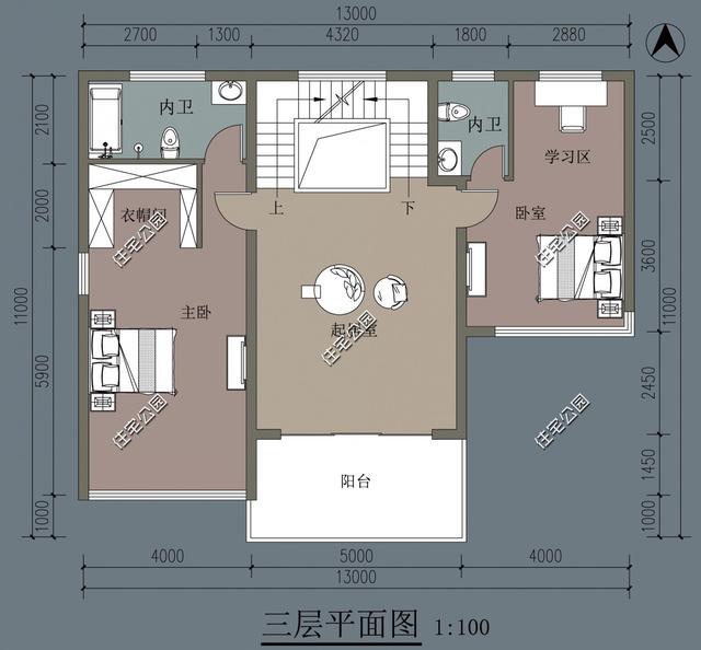 現代風格三層農村別墅，13×10米多落地窗多套間，這樣的設計30年不過時