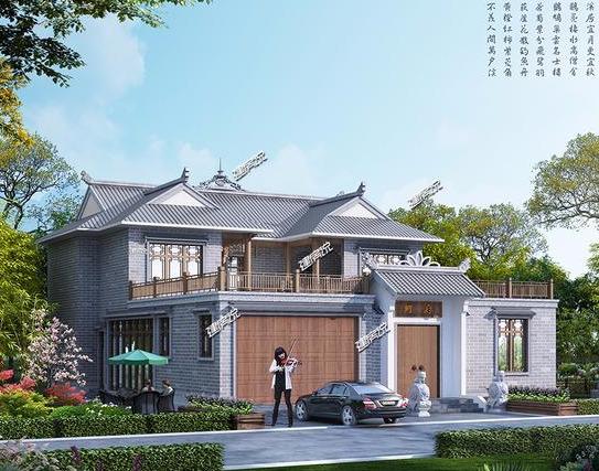有錢人都喜歡的四合院別墅設計，帶有庭院大車庫，現在建房不后悔
