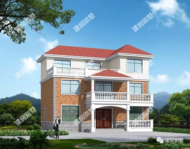 兩套戶型很相似的別墅設計，造型簡約施工難度低，建了此房生活必紅火