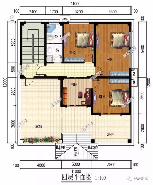 面寬11米的四層別墅圖紙，第二套適合兄弟共建