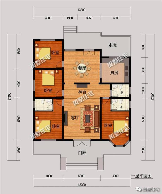 三款農村平層別墅設計圖，2廳4臥造價10萬起，1最好看2帶院子