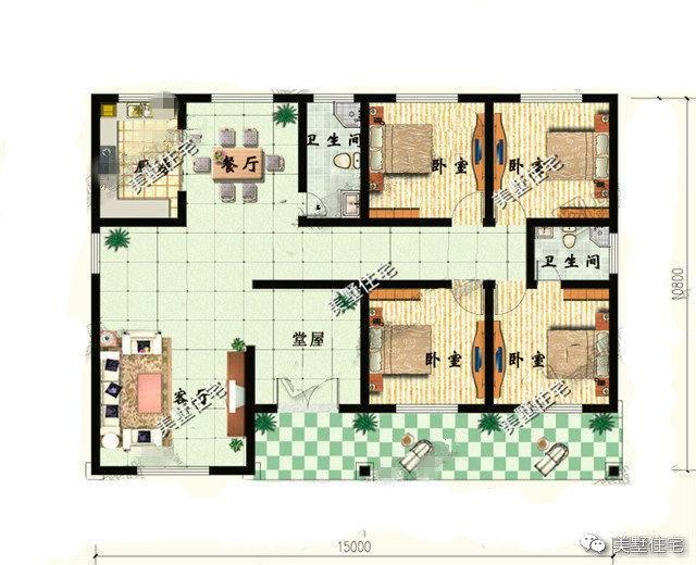 三款農村平層別墅設計圖，2廳4臥造價10萬起，1最好看2帶院子