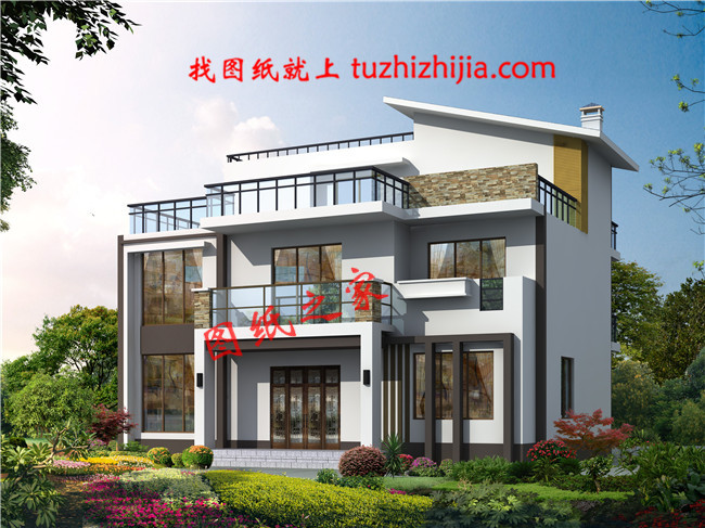 13&times;10米現代簡約風格三層別墅，坡屋頂和平屋頂完美結合在一起