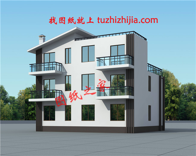 13&times;10米現代簡約風格三層別墅，坡屋頂和平屋頂完美結合在一起