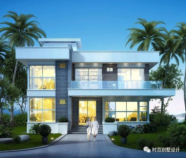 133平現代風格平頂復式別墅設計圖，外觀簡約時尚，5室3廳4衛，適合農村自建。