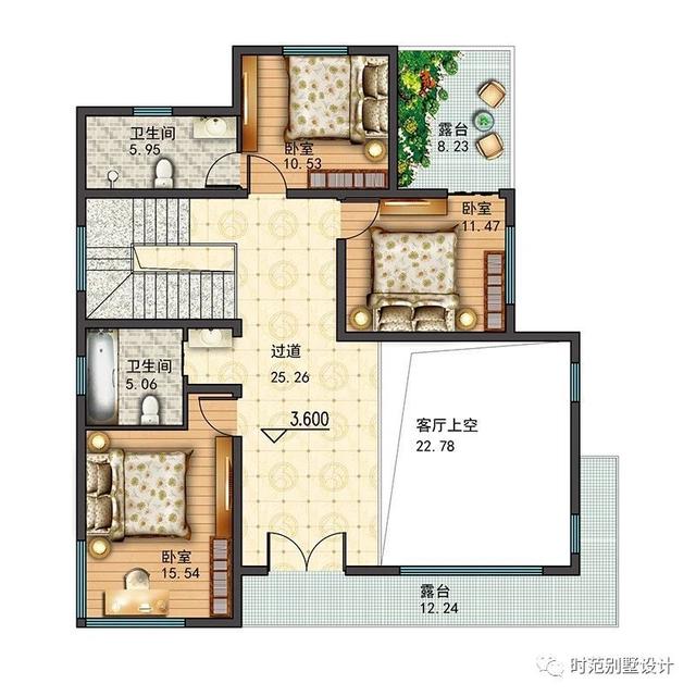 133平現代風格平頂復式別墅設計圖，外觀簡約時尚，5室3廳4衛，適合農村自建。