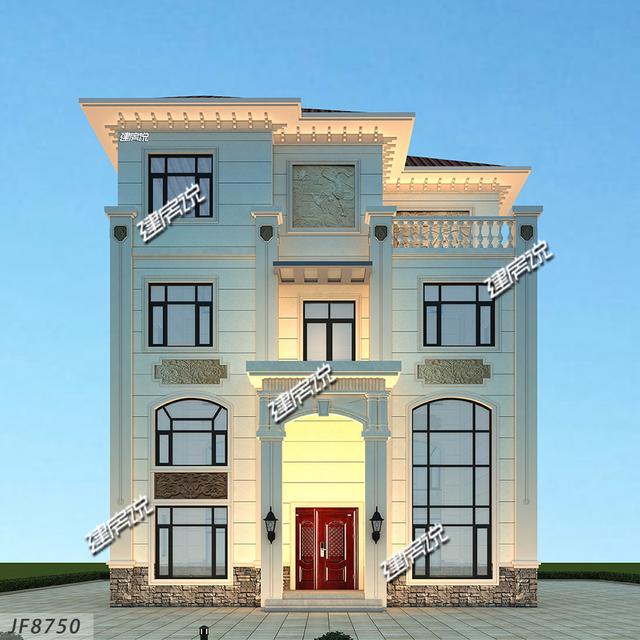 帶挑空客廳的三層歐式樓房設計圖，高端大氣，建一棟絕對賺足面子。