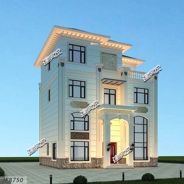 帶挑空客廳的三層歐式樓房設計圖，高端大氣，建一棟絕對賺足面子。