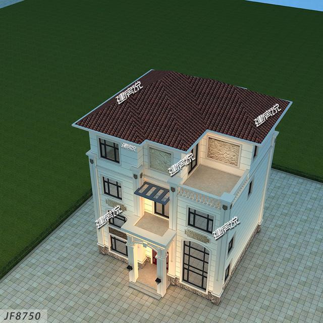 帶挑空客廳的三層歐式樓房設計圖，高端大氣，建一棟絕對賺足面子。