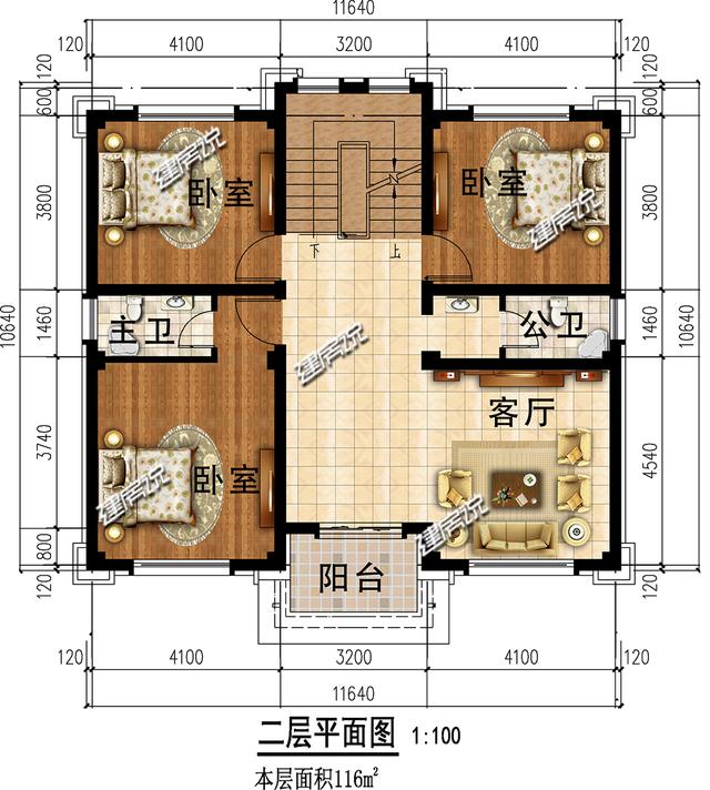 帶挑空客廳的三層歐式樓房設計圖，高端大氣，建一棟絕對賺足面子。