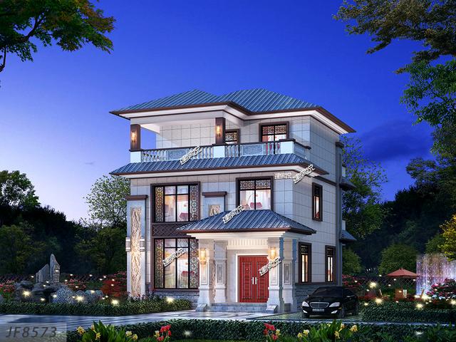 94平小戶型二層新中式住宅設計圖，宅基地雖小，卻很是氣派！