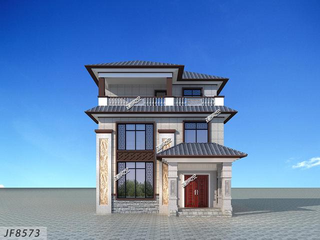 94平小戶型二層新中式住宅設計圖，宅基地雖小，卻很是氣派！