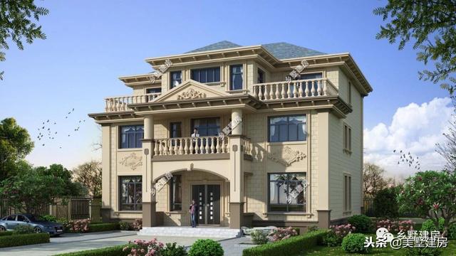 占地223平的農(nóng)村三層歐式大別墅設(shè)計(jì)圖，精美的構(gòu)件和裝飾，中式和歐式完美的結(jié)合，大氣與實(shí)用于一體