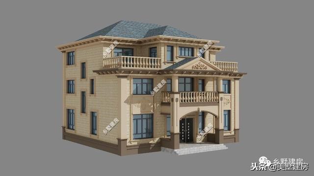 占地223平的農(nóng)村三層歐式大別墅設(shè)計(jì)圖，精美的構(gòu)件和裝飾，中式和歐式完美的結(jié)合，大氣與實(shí)用于一體