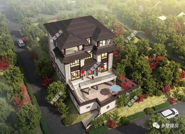 四層經(jīng)典中式別墅設(shè)計(jì)圖，新老元素的混合搭配很漂亮，不比歐式差