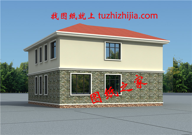 12&times;12米農村二層經濟型自建房設計圖，設計了6間臥室