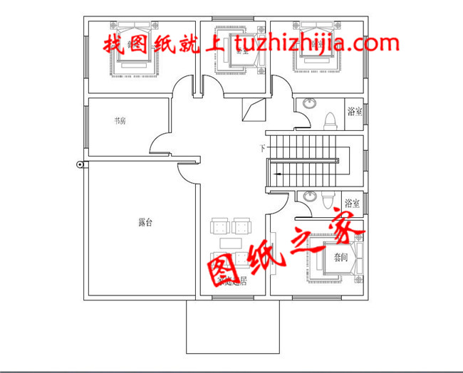 12&times;12米農村二層經濟型自建房設計圖，設計了6間臥室