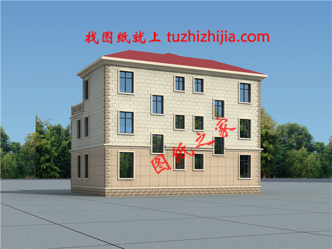 2019新款農(nóng)村三層雙拼自建房設計圖，占地150平米左右，單戶75平米